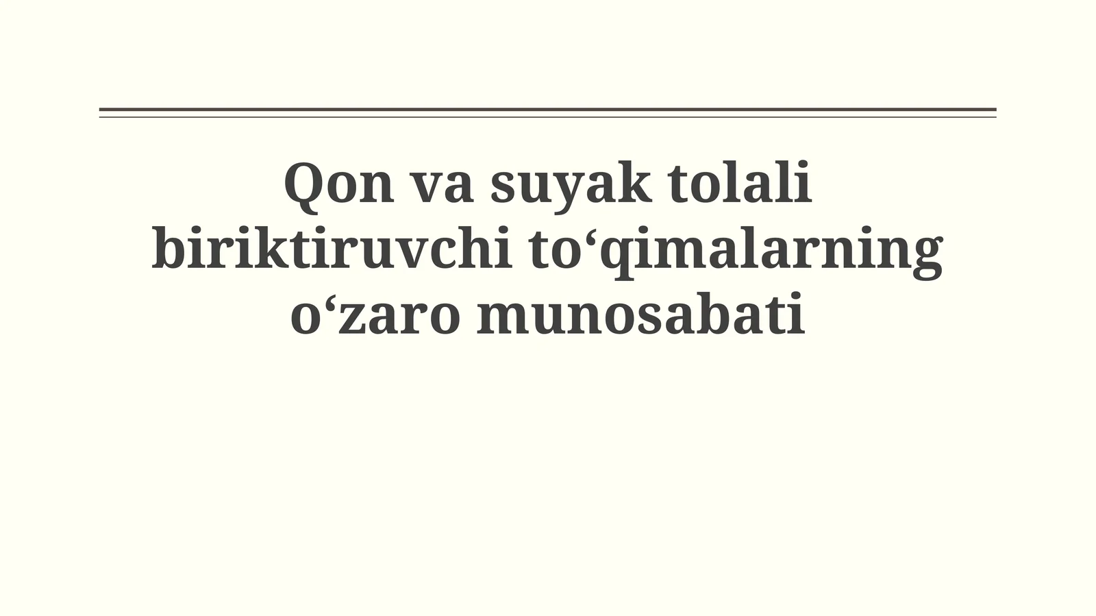 Qon va suyak tolali biriktiruvchi to‘qimalarning o‘zaromunosabati