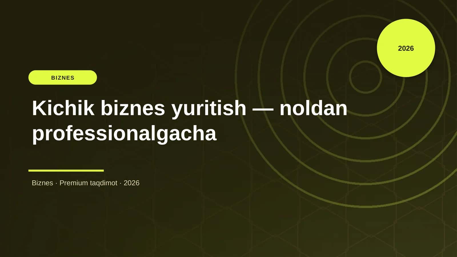 Kichik biznes yuritish — noldan professionalgacha