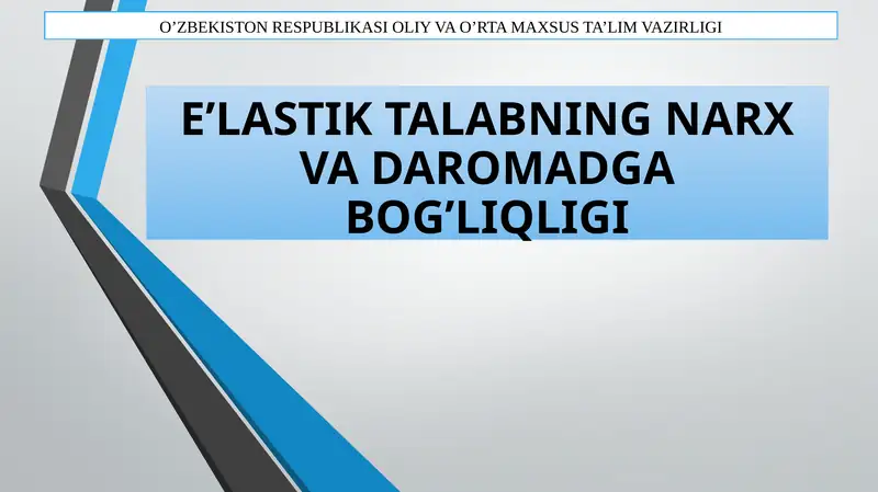E’LASTIK TALABNING NARX VA DAROMADGA BOG’LIQLIGI