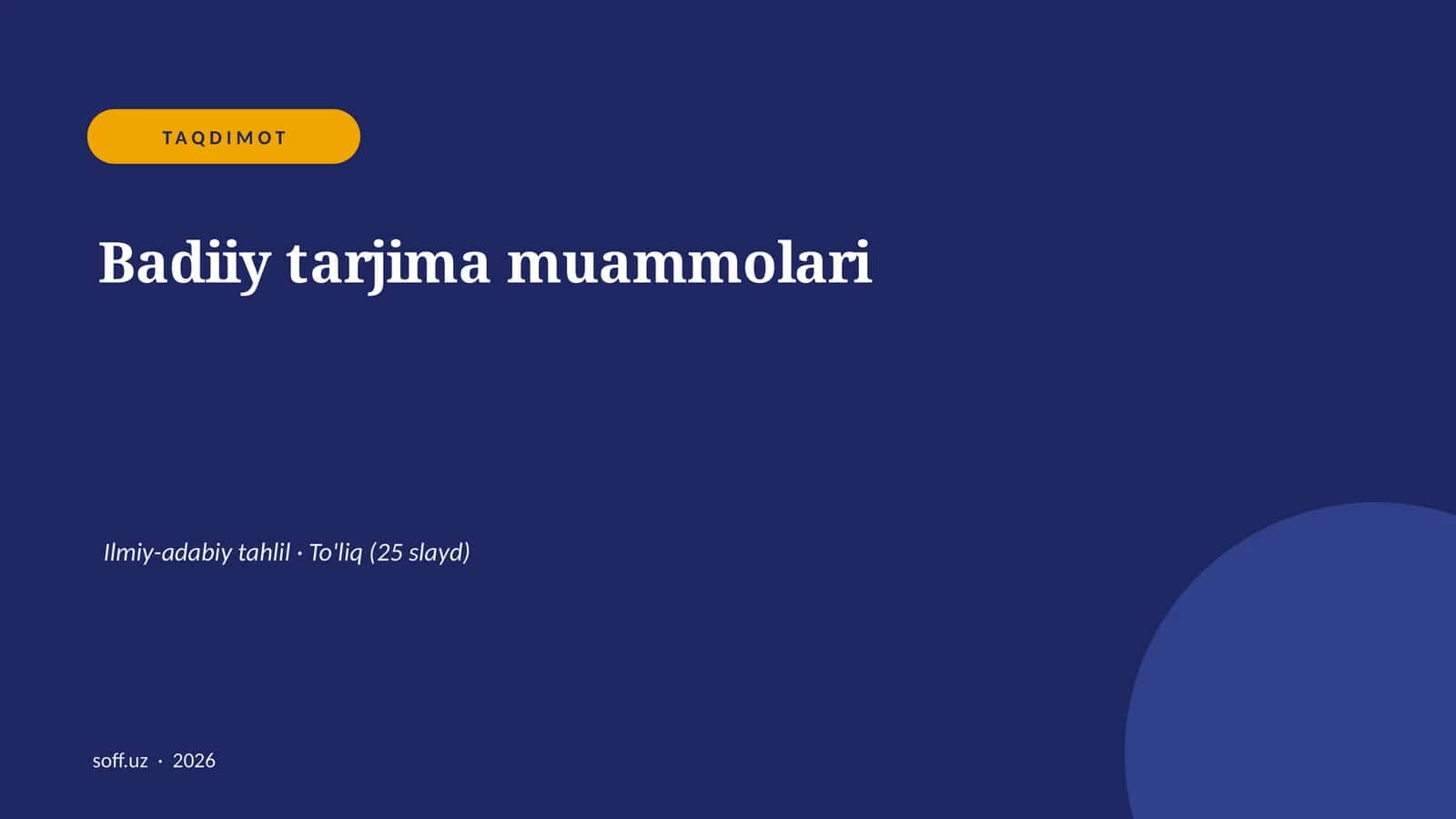 Badiiy tarjima muammolari
