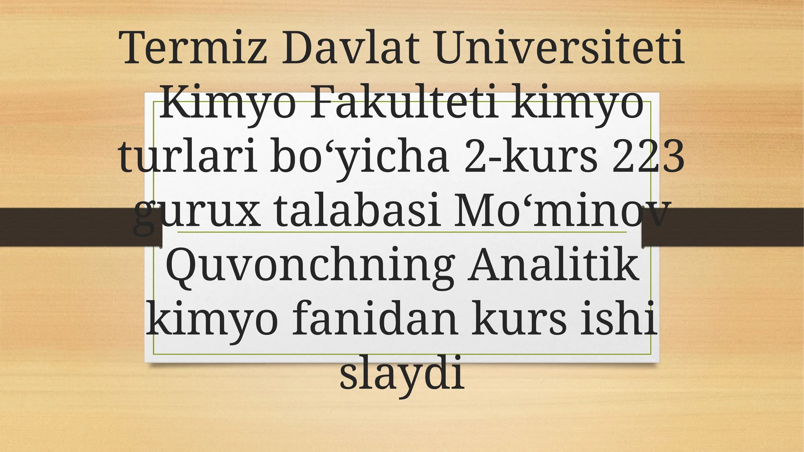 Analitik kimyo fanidan kurs ishi slaydi