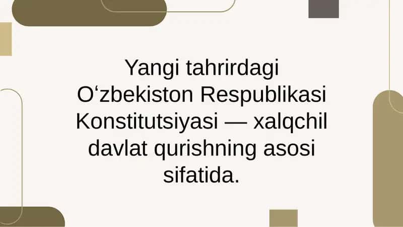 Yangi tahrirdagi Oʻzbekiston Respublikasi Konstitutsiyasi