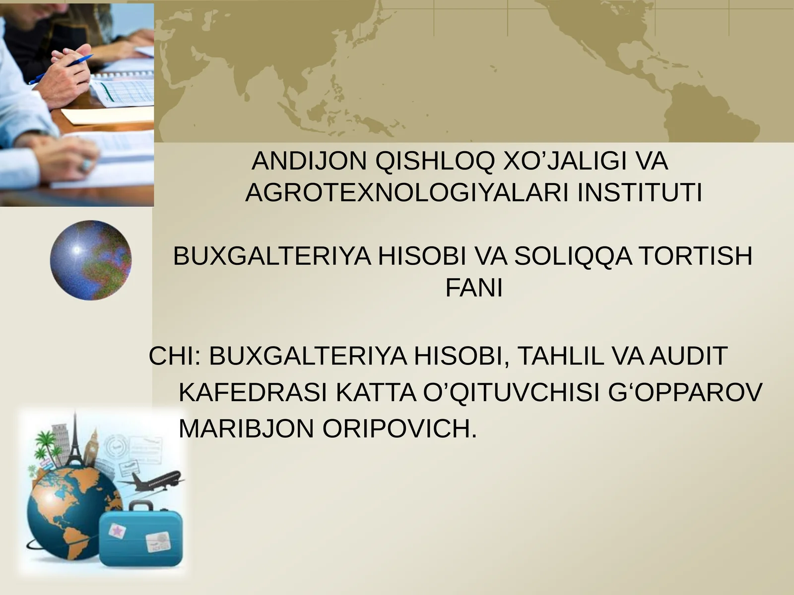 BUXGALTERIYA HISOBI VA SOLIQQA TORTISH FANI