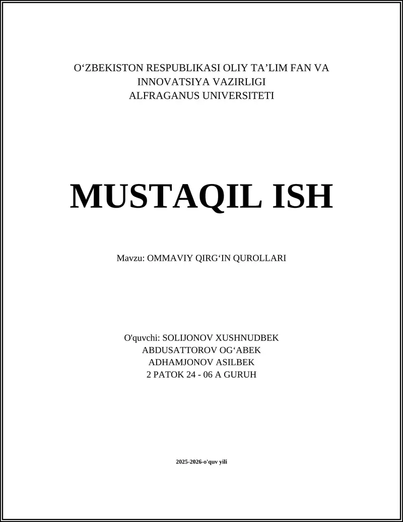 Ommaviy Qirgʻin Qurollari