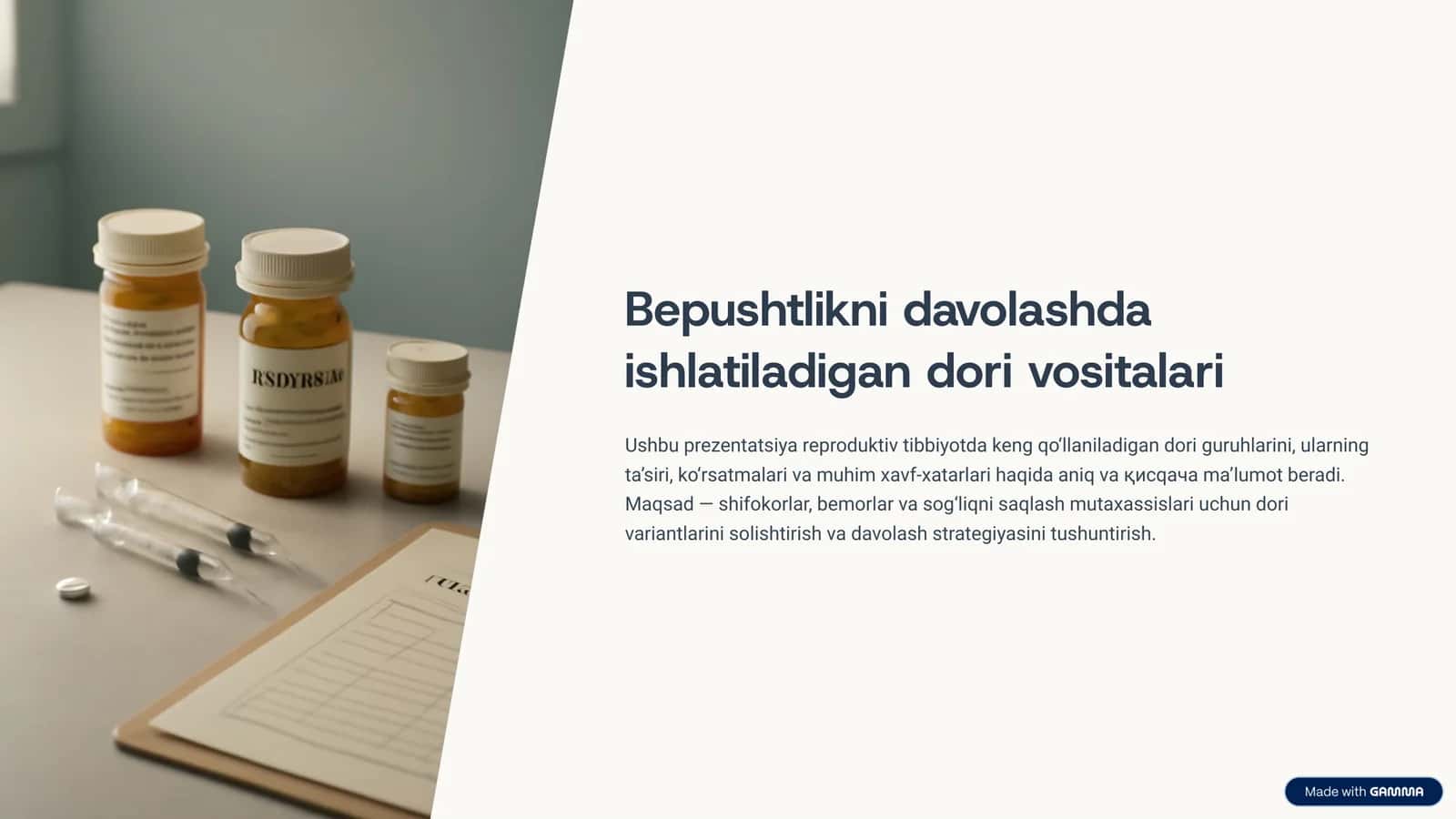 Bepushtlikni davolashda ishlatiladigan dori vositalari