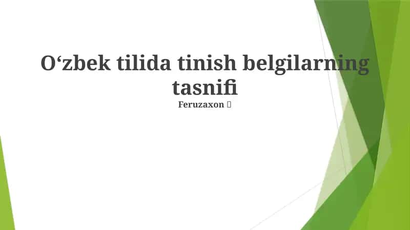 Oʻzbek tilida tinish belgilarning tasnifi