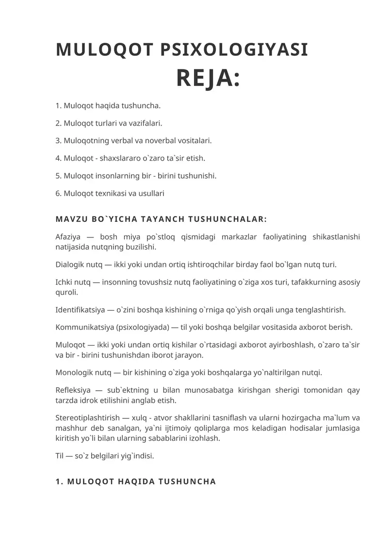 MULOQOT PSIXOLOGIYASI