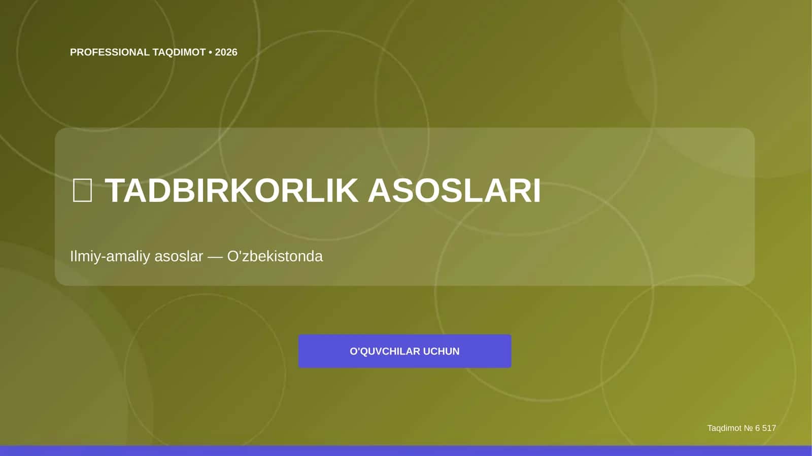 Tadbirkorlik asoslari: ilmiy-amaliy asoslar (O'zbekistonda) [o'quvchilar uchun]