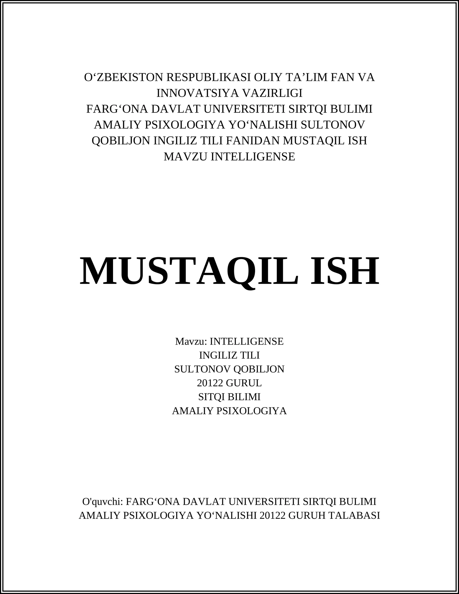 INTELLIGENSE
