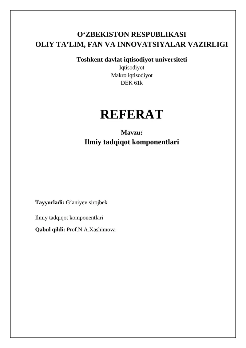 Ilmiy tadqiqot komponentlari