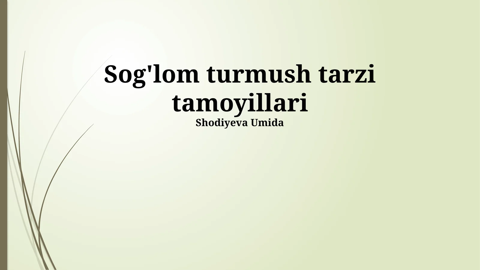 Sog'lom turmush tarzi tamoyillari