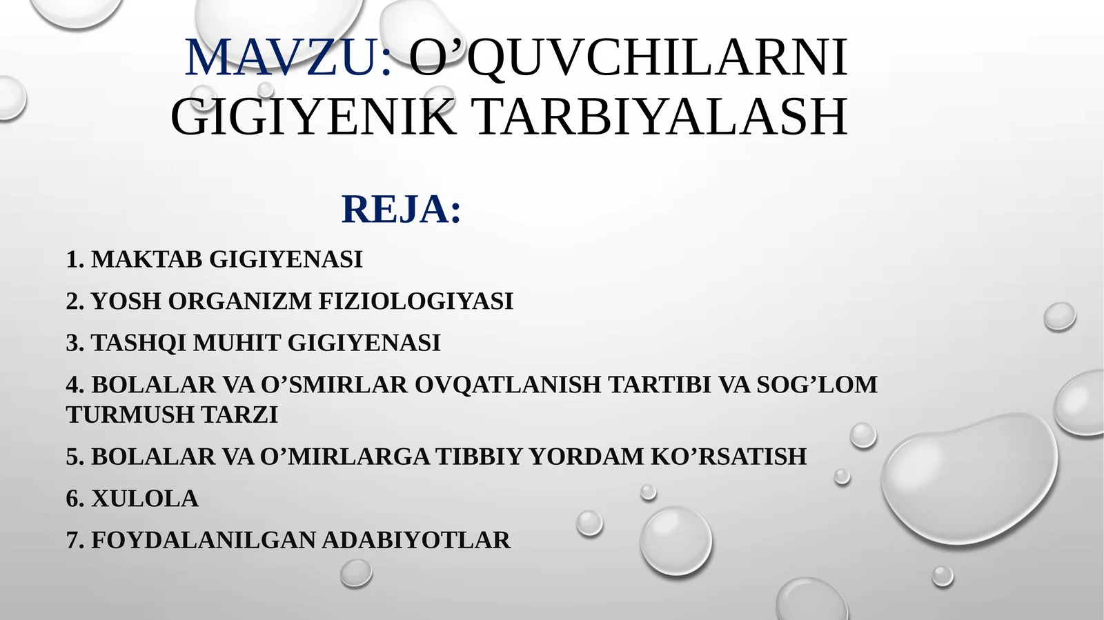 o’quvchilarni gigiyenik tarbiyalash