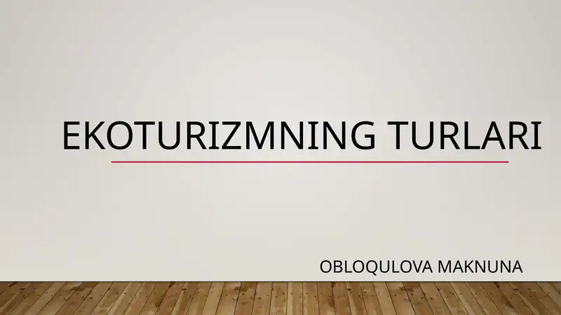 Ekoturizmning turlari