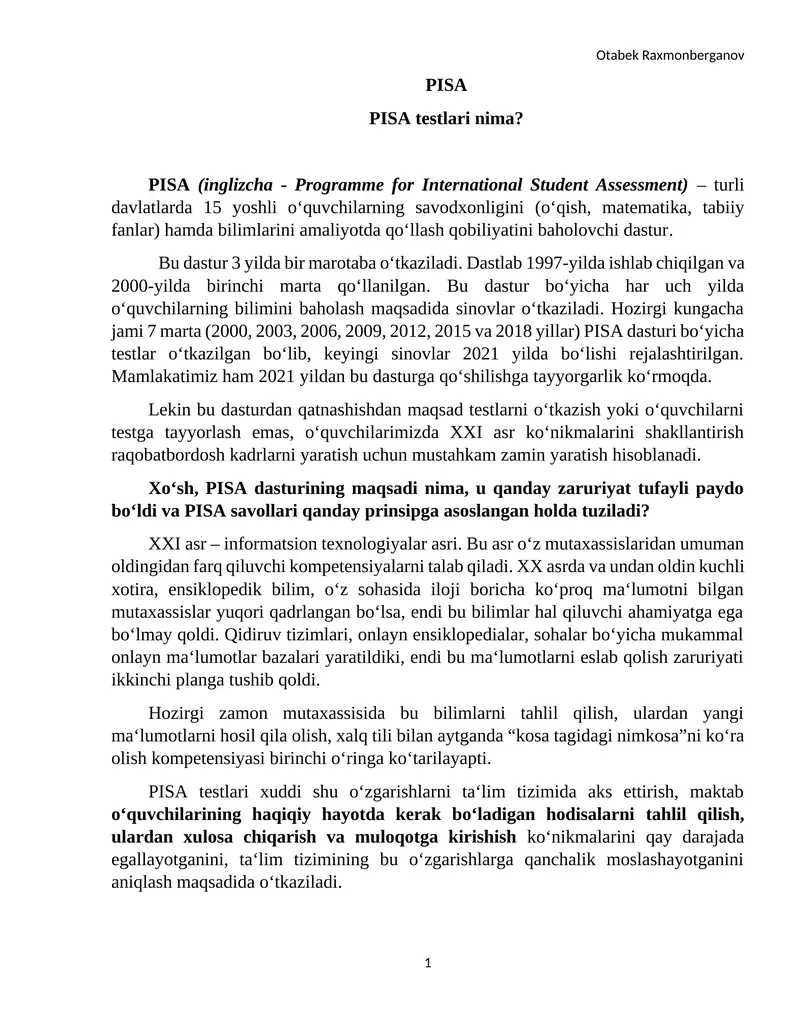 PISA testlari