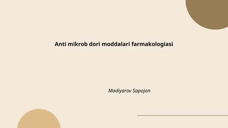 Anti mikrob dori moddalari farmakologiasi
