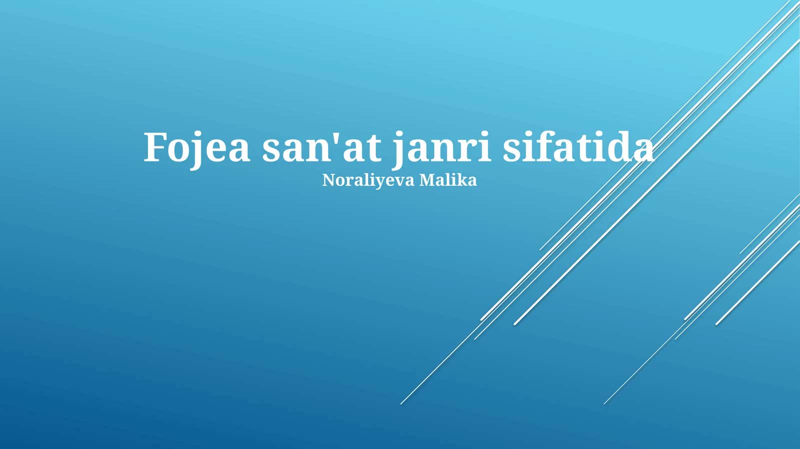 Fojea san'at janri sifatida
