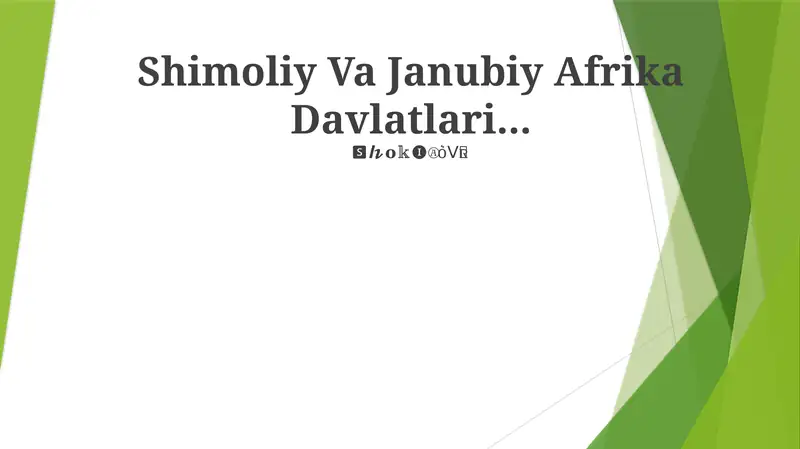 Shimoliy Va Janubiy Afrika Davlatlari