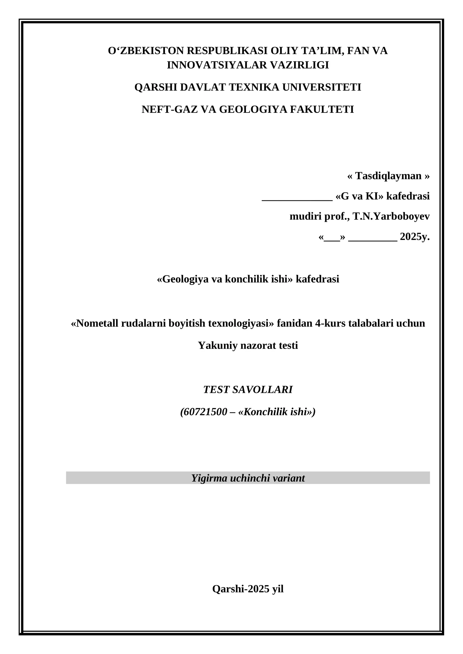 Nometall rudalarni boyitish texnologiyasi