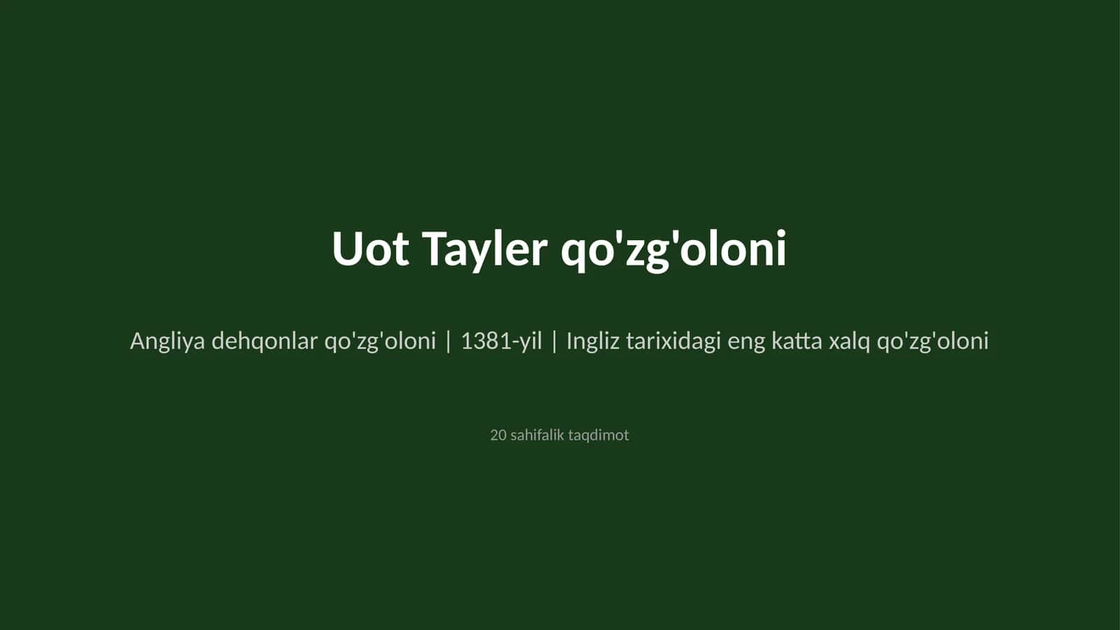 Uot Tayler qo'zg'oloni