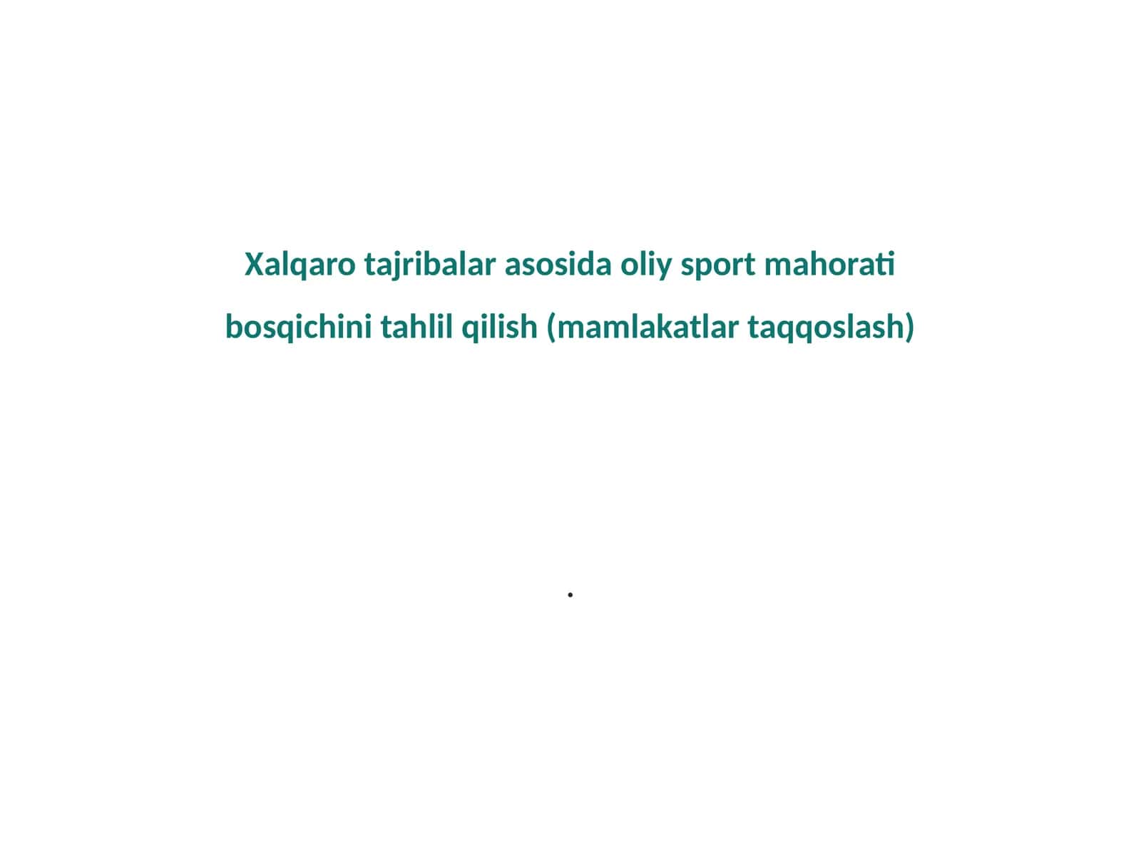 Oliy sport mahorati tahlili