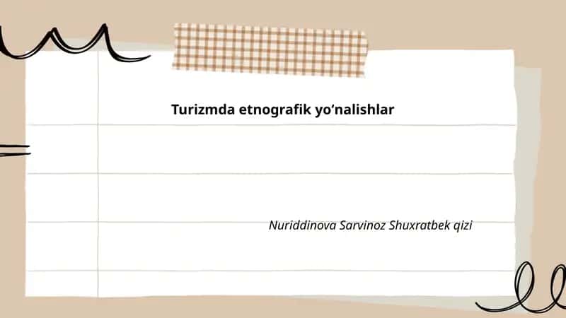 Turizmda etnografik yoʻnalishlar