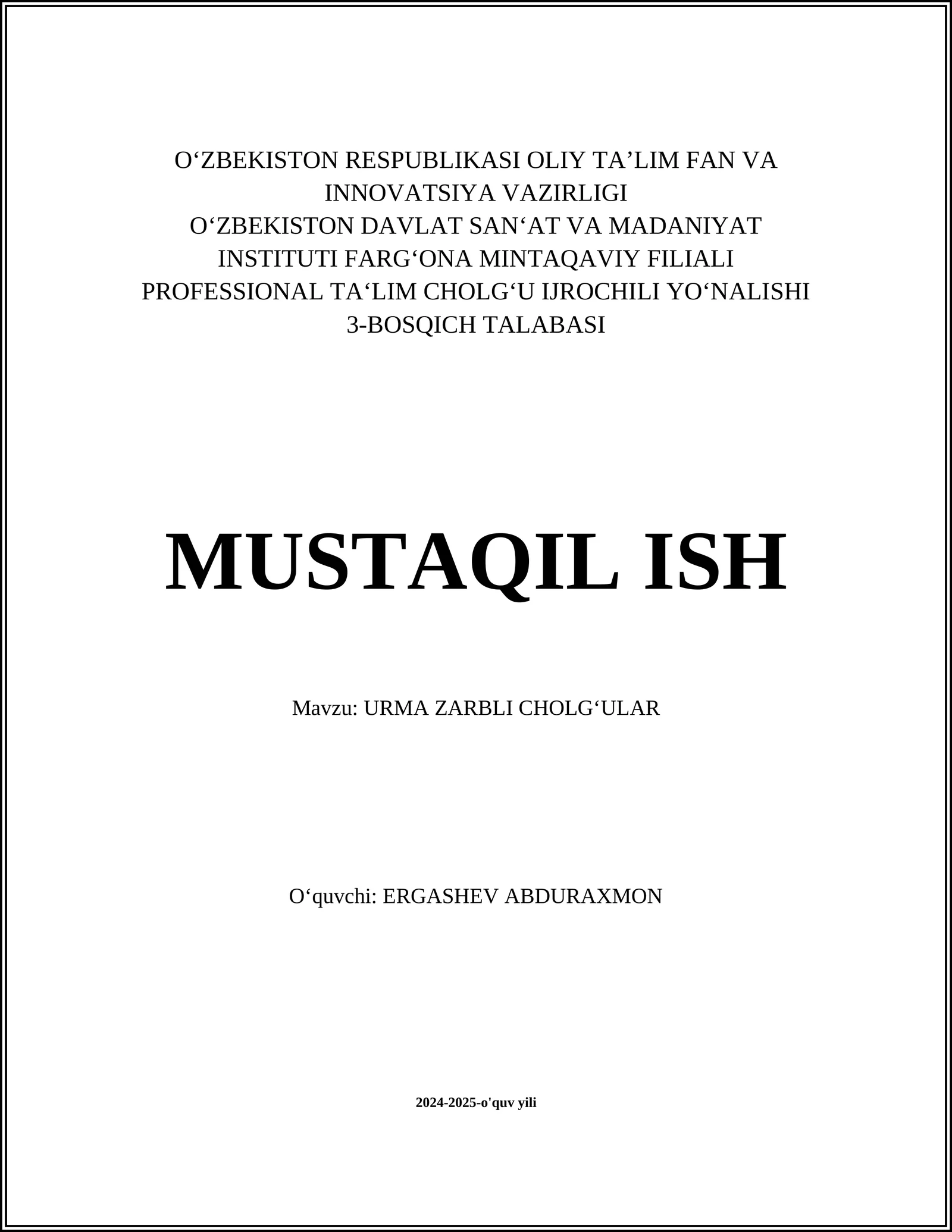 Turkumlarida Zarbli Cholg‘ular