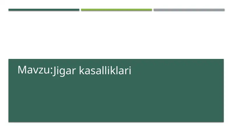 Jigar kasalliklari