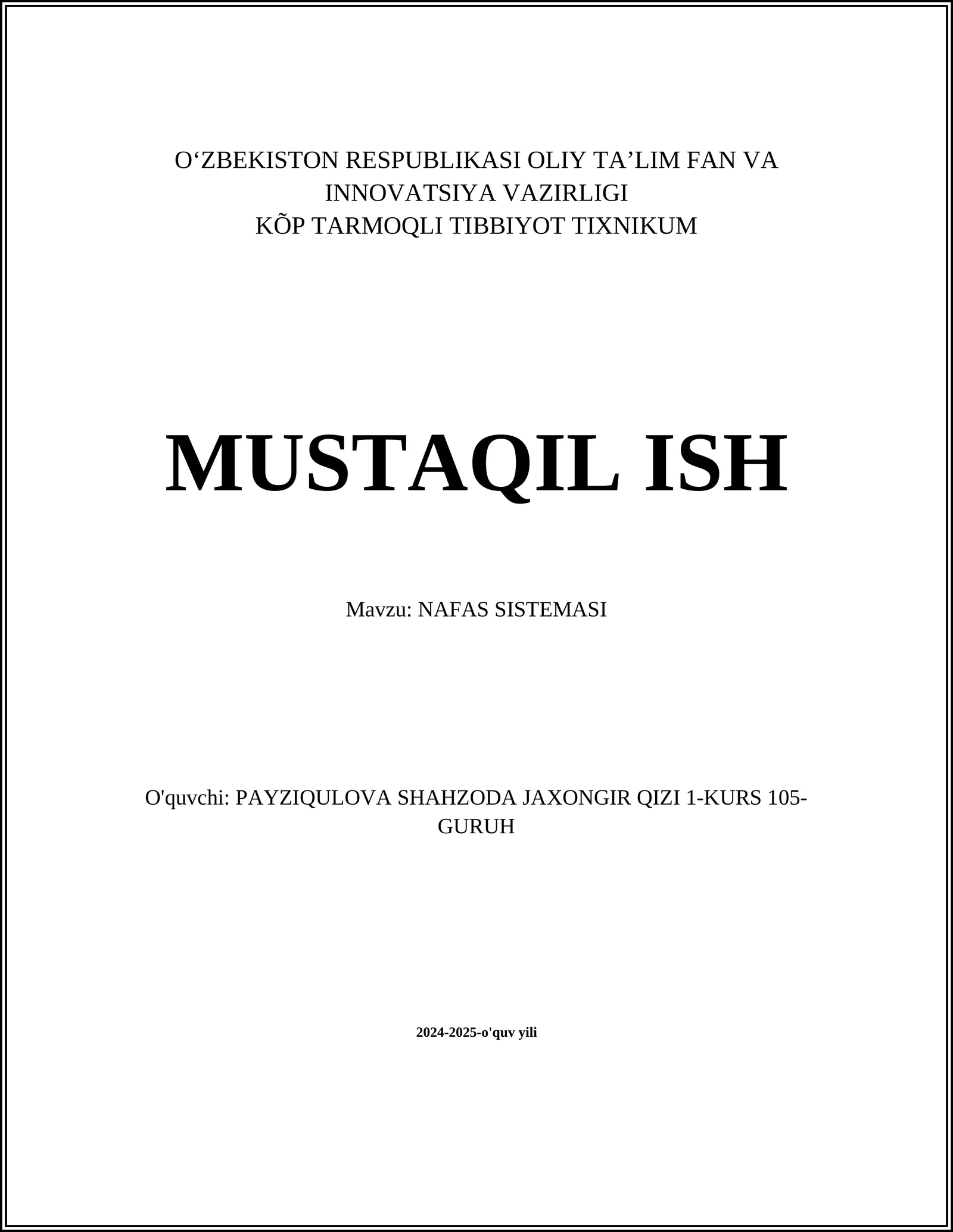 NAFAS SISTEMASI