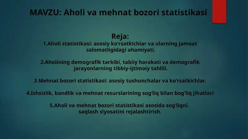Aholi va mehnat bozori statistikasi