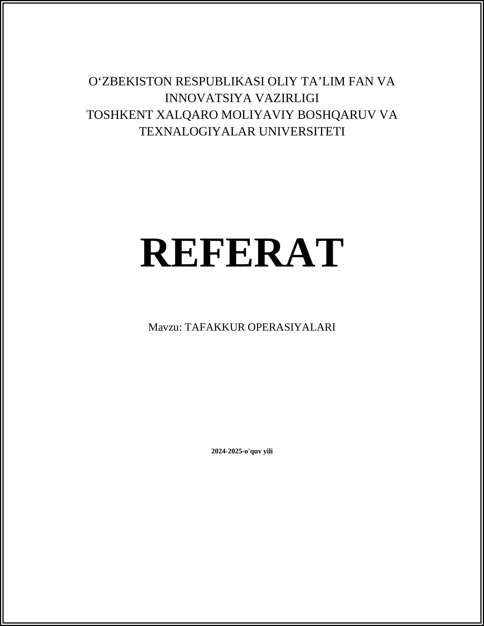 TAFAKKUR OPERASIYALARI