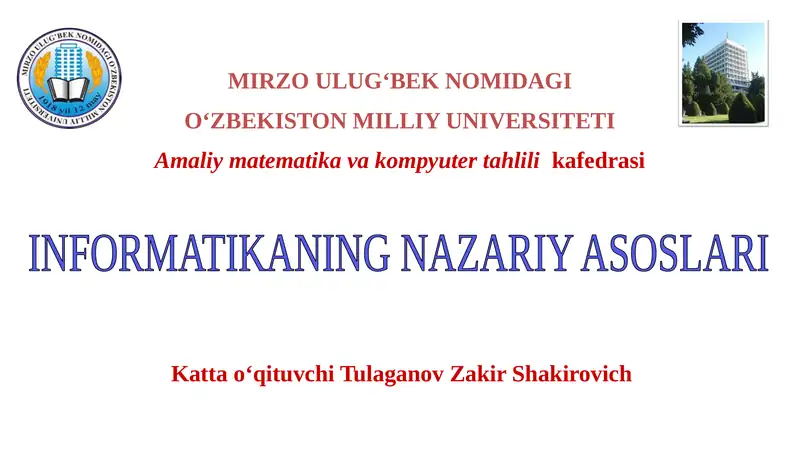 Informatikaning nazariy asoslariga kirish