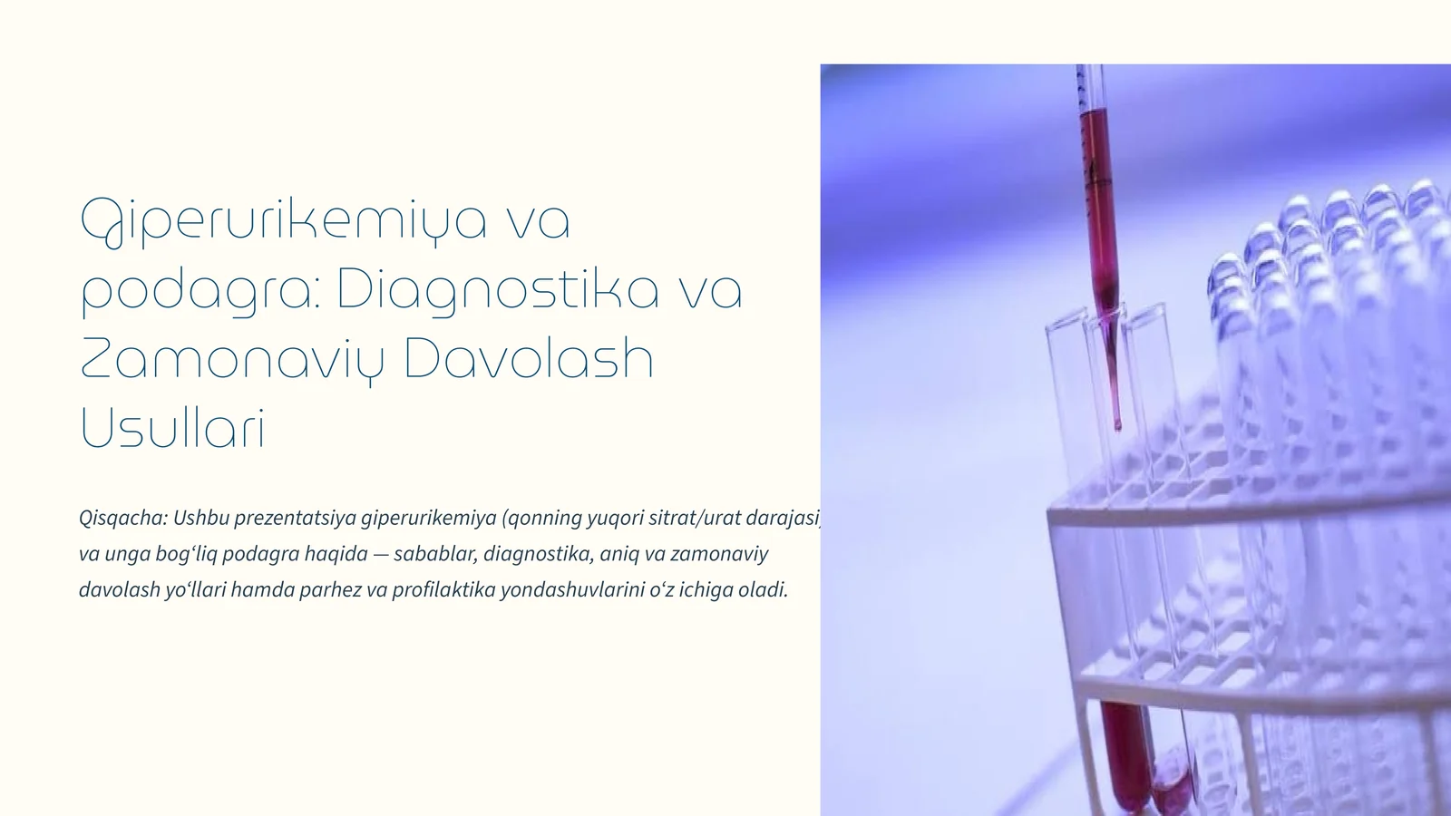 Giperurikemiya va podagra: Diagnostika va Zamonaviy Davolash Usullari
