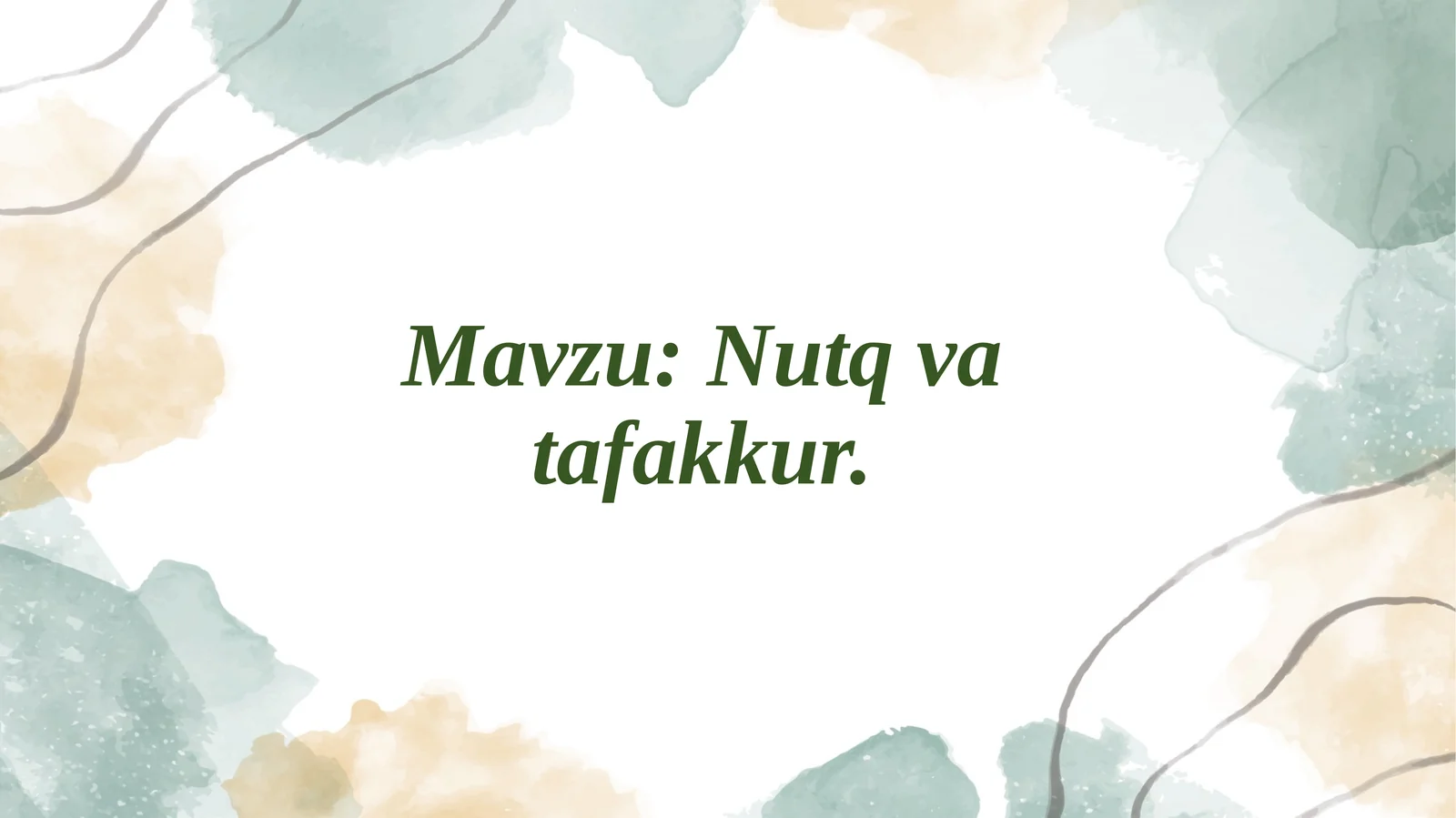 Nutq va tafakkur