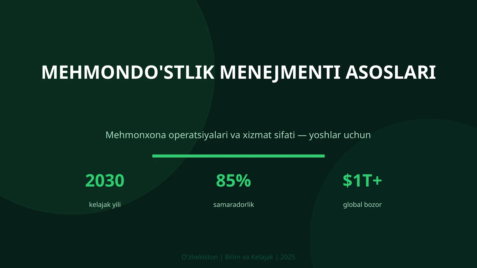 MEHMONDO'STLIK MENEJMENTI ASOSLARI