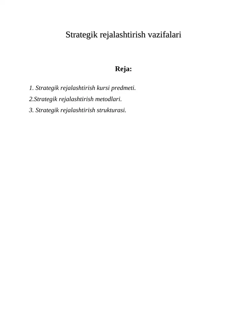Strategik rejalashtirish kursi