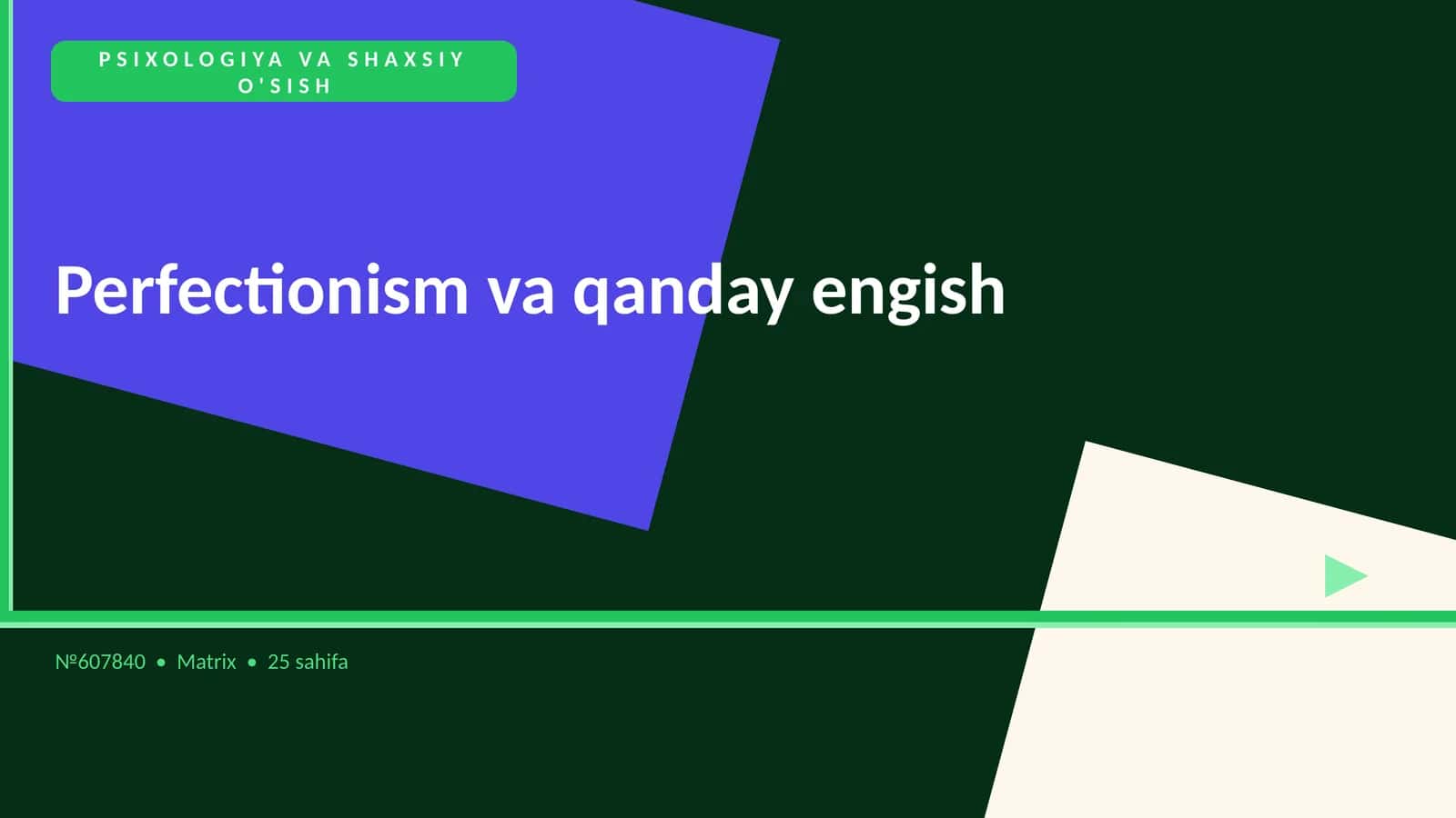 Perfectionism va qanday engish