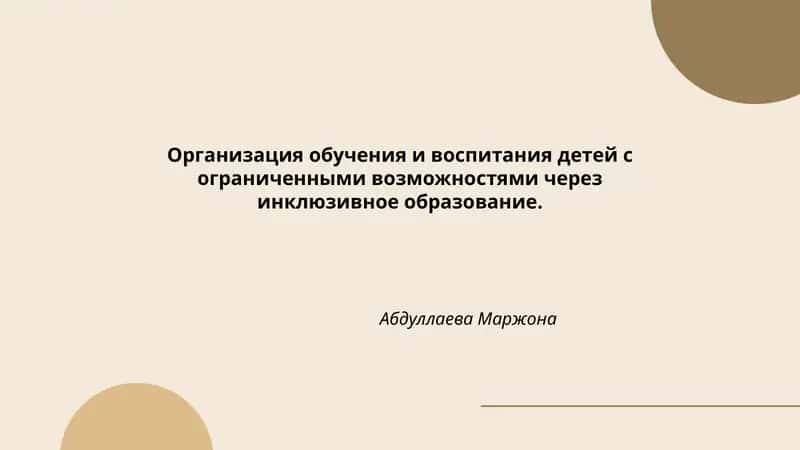 Организация обучения и воспитания детей с ограниченными возможностями через инклюзивное образование