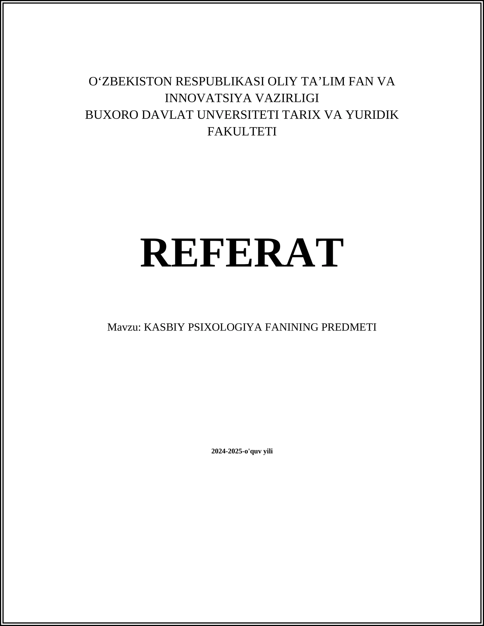 KASBIY PSIXOLOGIYA FANINING PREDMETI