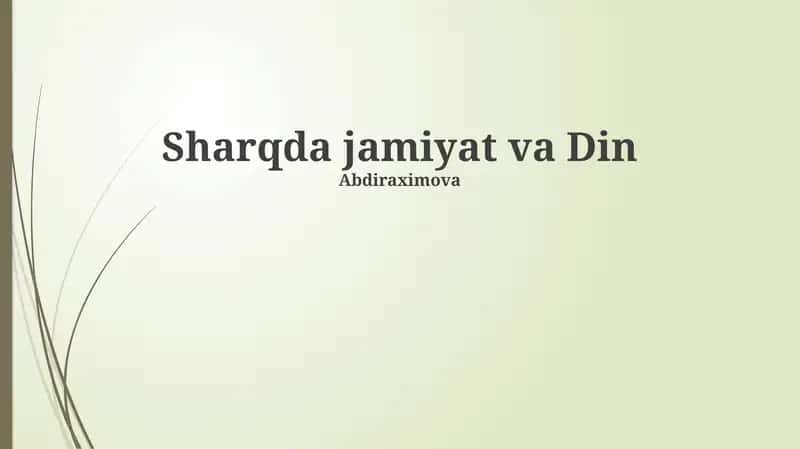 Sharqda jamiyat va Din