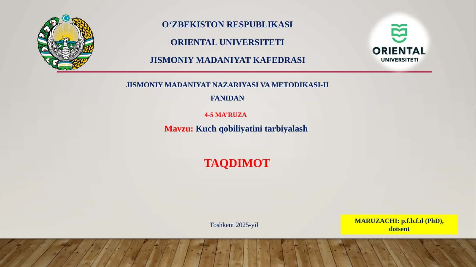 JISMONIY MADANIYAT NAZARIYASI VA METODIKASI-II
