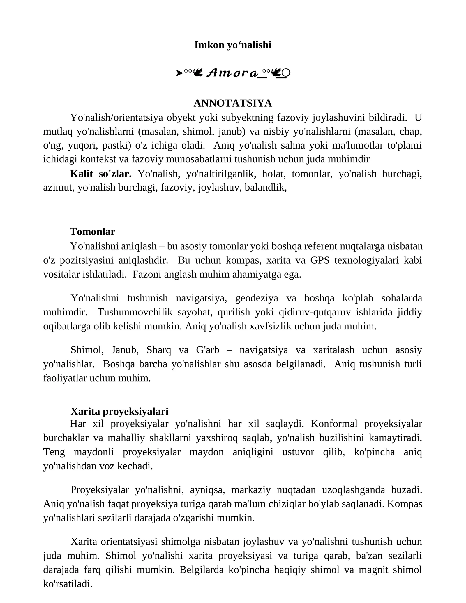 Yo'nalish/orientatsiya