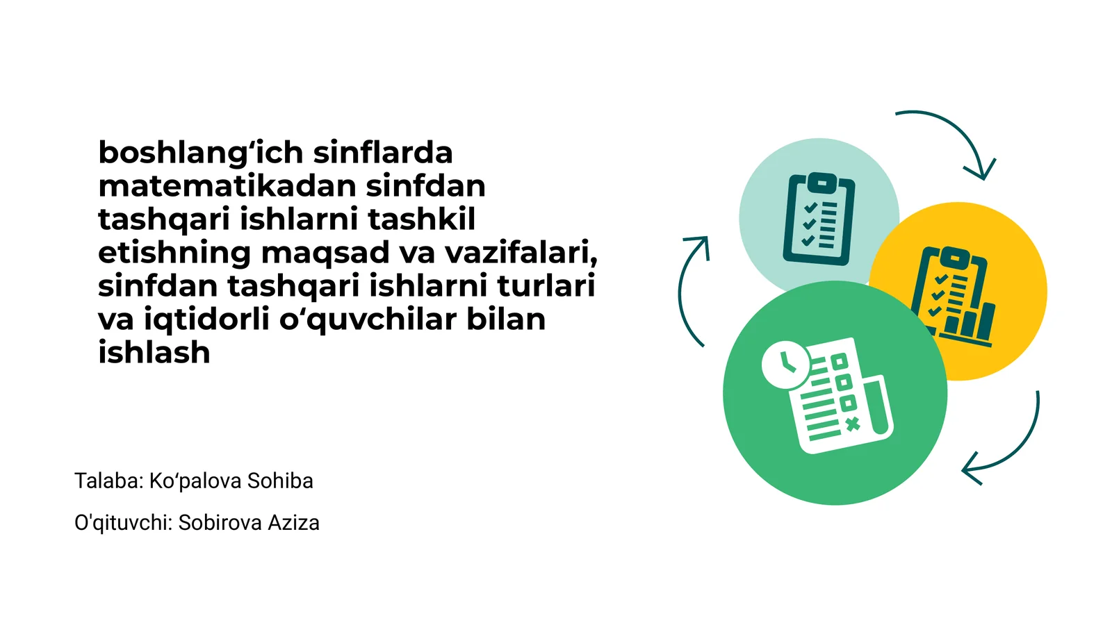 Boshlangʻich sinflarda matematikadan sinfdan tashqari ishlarni tashkil etishning maqsad va vazifalari