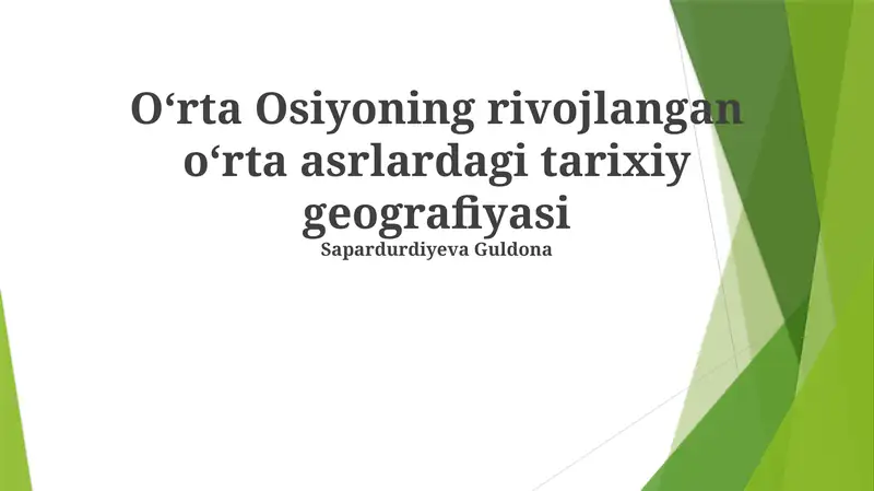 Oʻrta Osiyoning rivojlangan oʻrta asrlardagi tarixiy geografiyasi