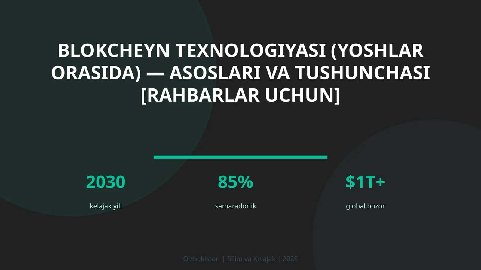 Blokcheyn texnologiyasi (yoshlar orasida) — asoslari va tushunchasi [rahbarlar uchun]