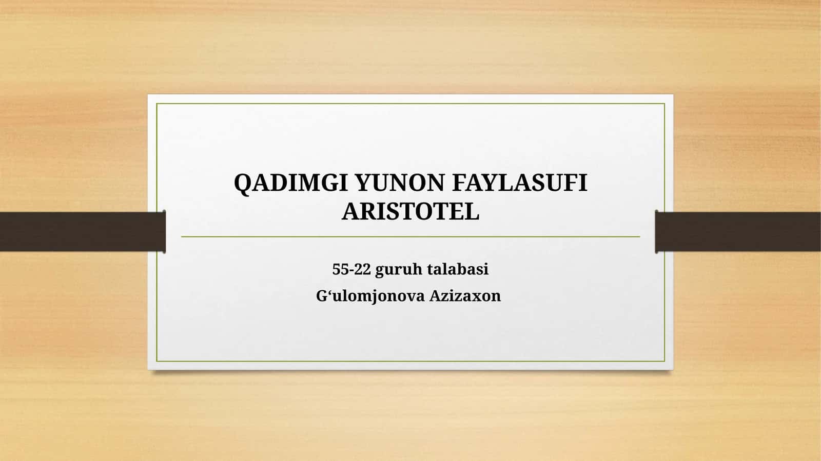 QADIMGIYUNON FAYLASUFI ARISTOTEL