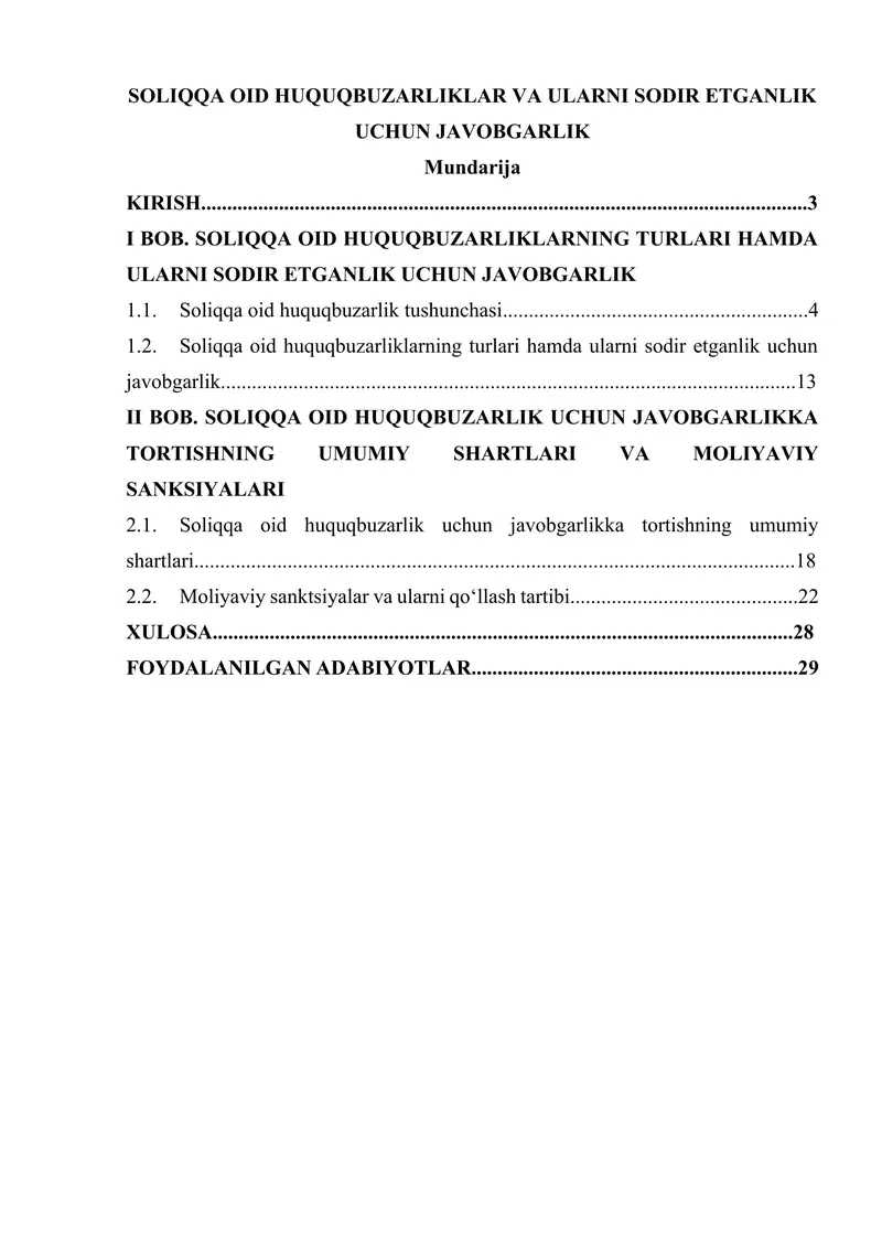 SOLIQQA OID HUQUQBUZARLIKLAR VA ULARNI SODIR ETGANLIK UCHUN JAVOBGARLIK
