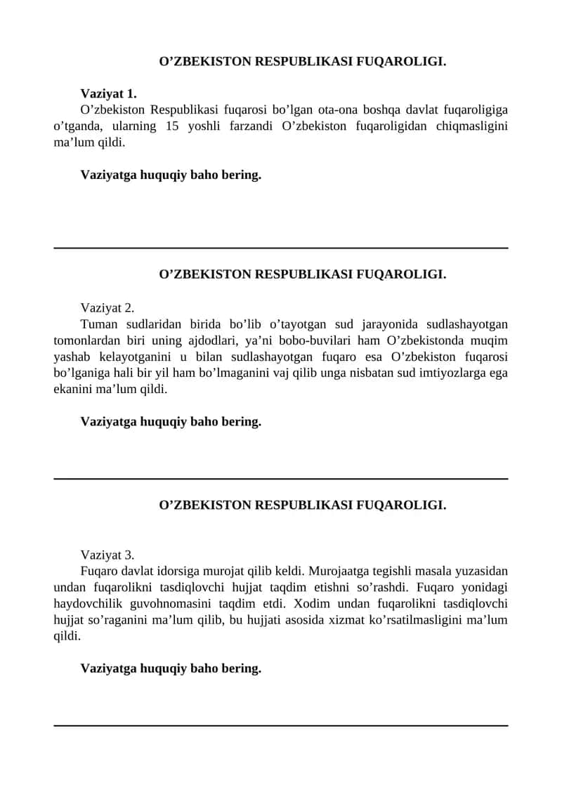 O’ZBEKISTON RESPUBLIKASI FUQAROLIGI