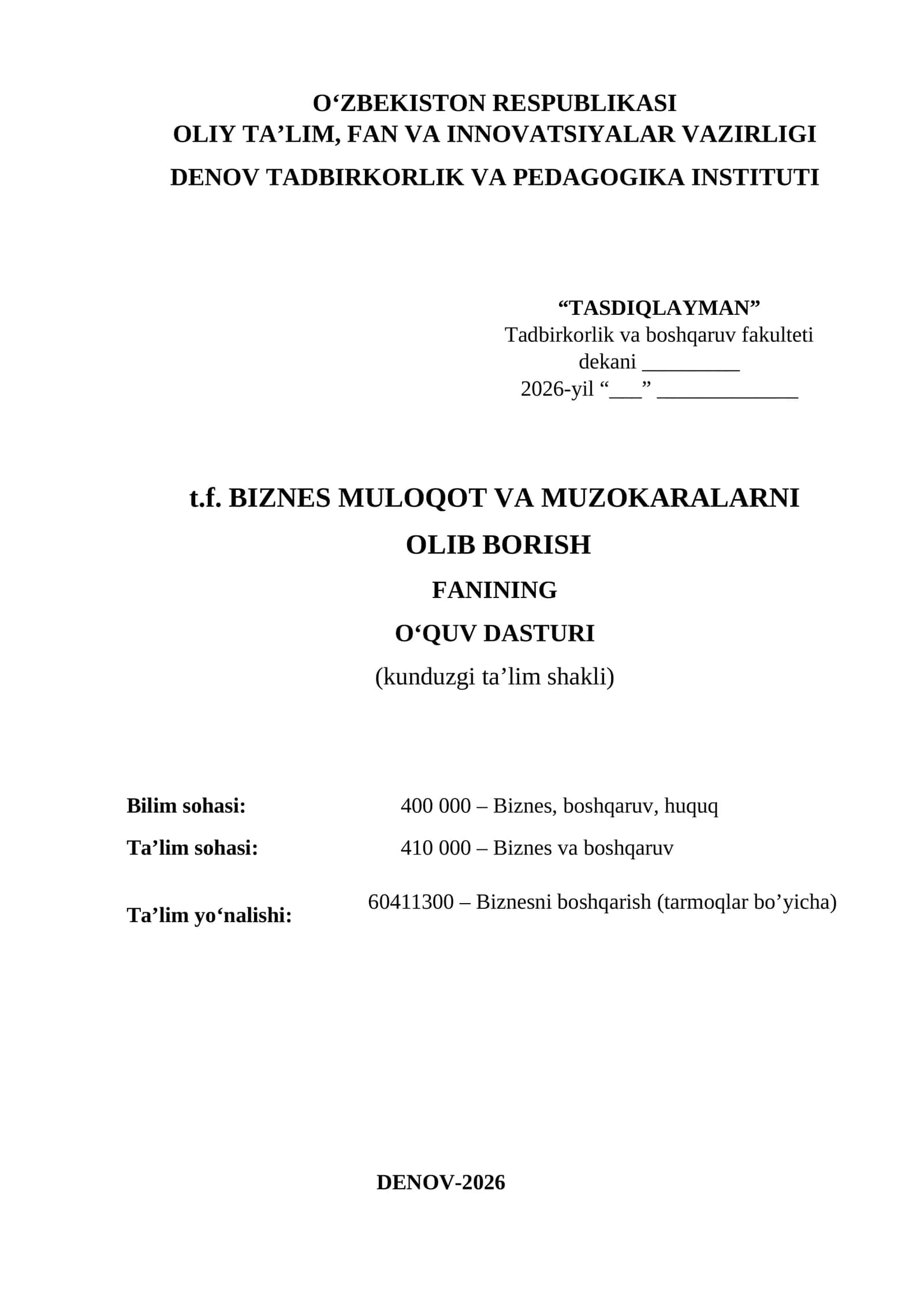BIZNES MULOQOT VA MUZOKARALAR