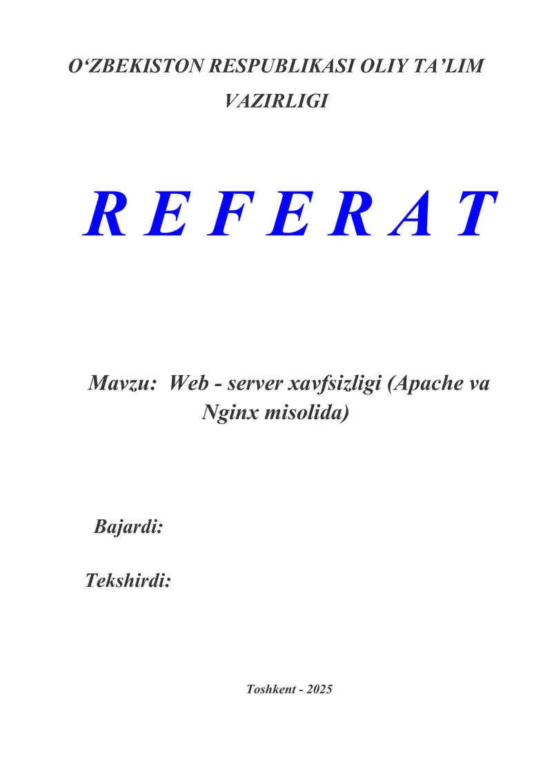 Web - server xavfsizligi