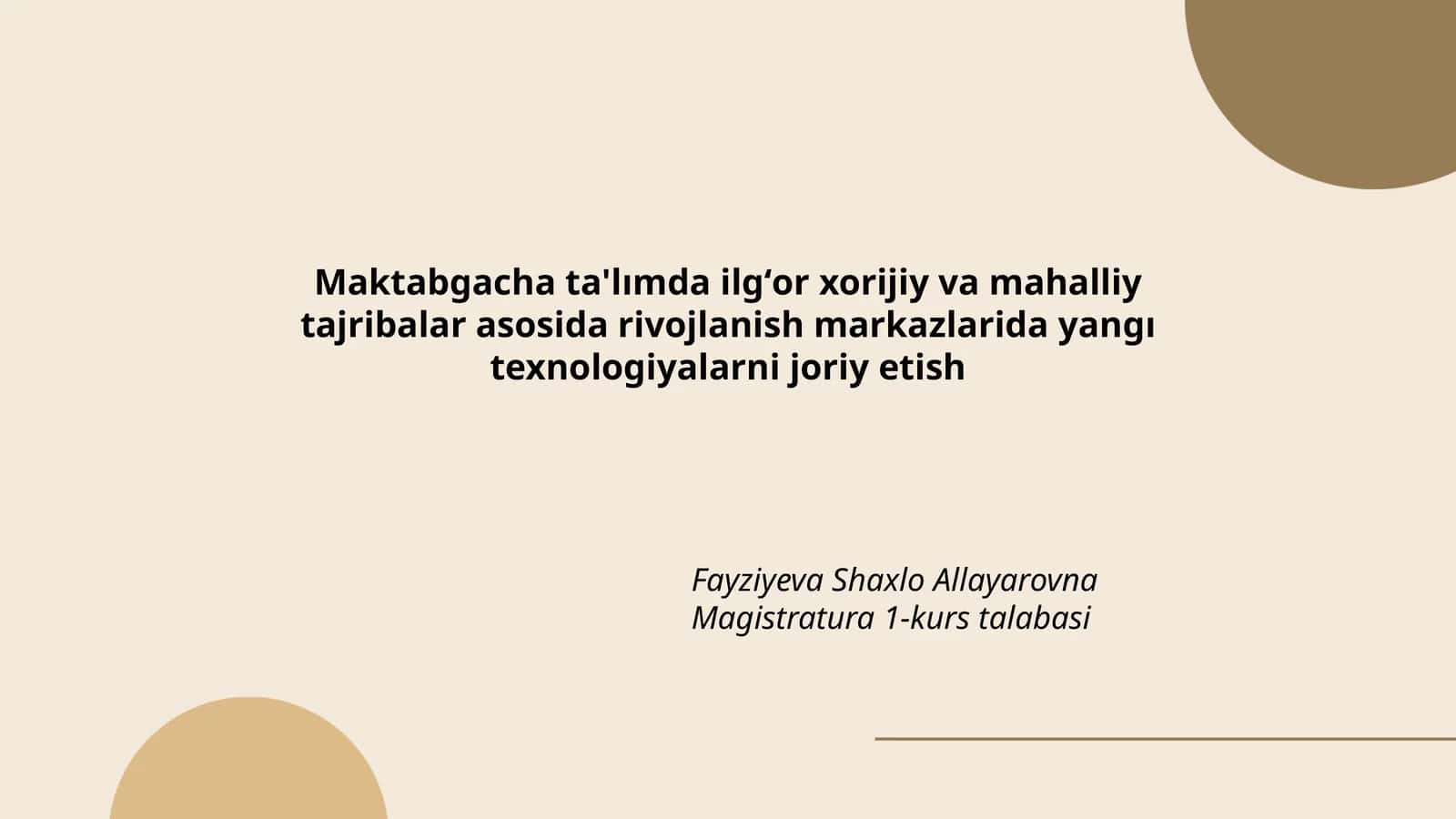 Markazlarida yangı texnologiyalarni joriy etish
